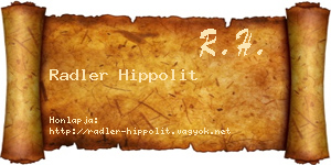 Radler Hippolit névjegykártya
